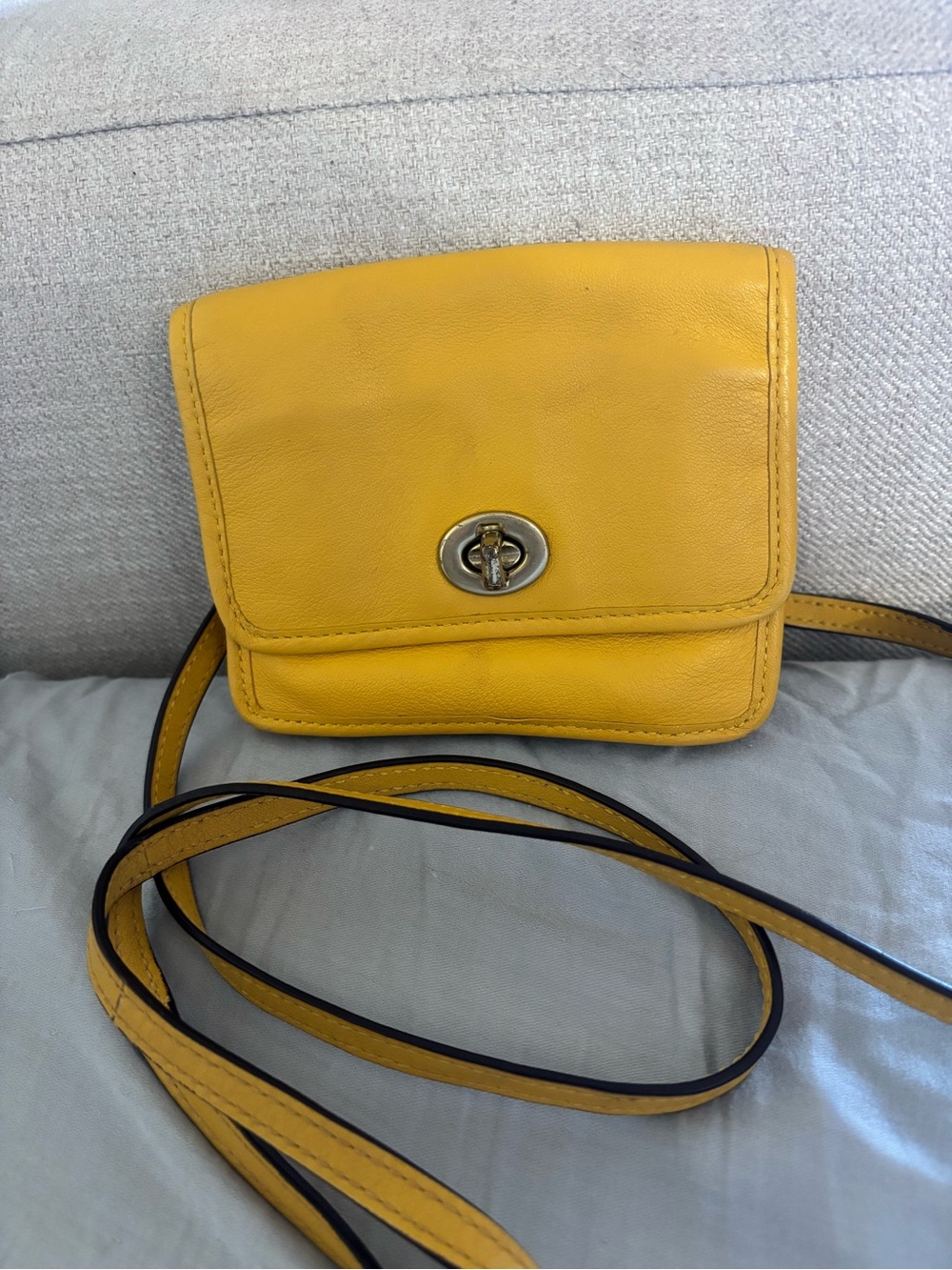 Coach Park Mini Yellow Leather Crossbody Bag - Unbranded